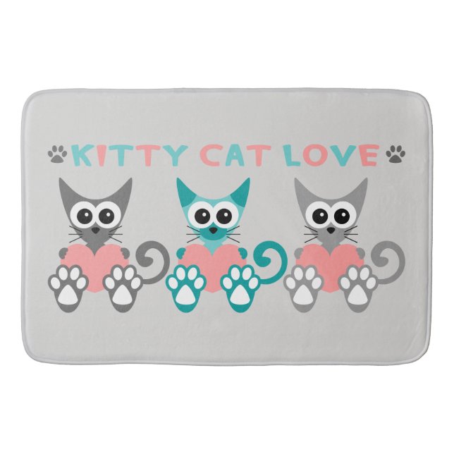 Tapete De Banheiro Gato Gato Gato Gato Gato Personalizado Bath Grande (Frente)