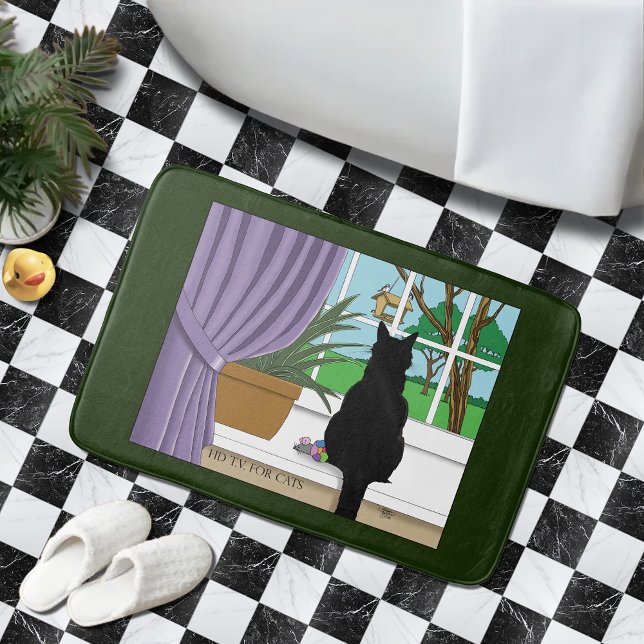 Tapete De Banheiro Gato Negro Olhando Para A Janela (Criador carregado)