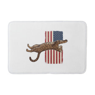 Tapete De Banheiro Gato Patriótico Bandeira Americana Design Vetorial