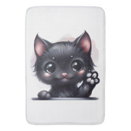 Tapete De Banheiro Gato Preto Adorável Kawaii