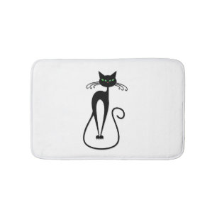 Tapete De Banheiro Gato preto caprichoso com olhos verdes perfurantes
