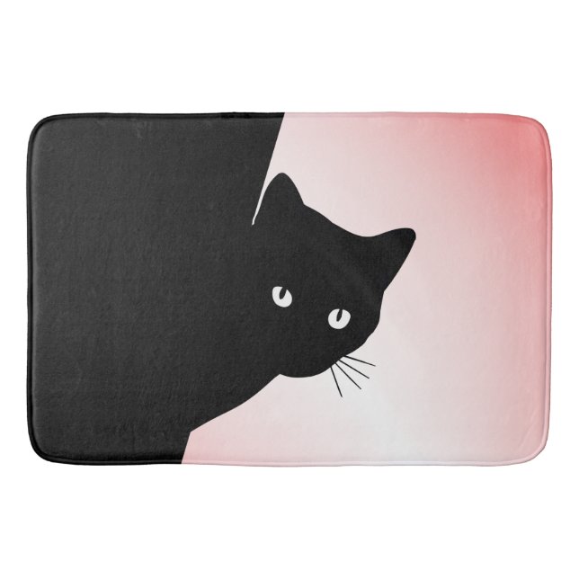 Tapete De Banheiro Gato Preto de Vento Rosa (Frente)