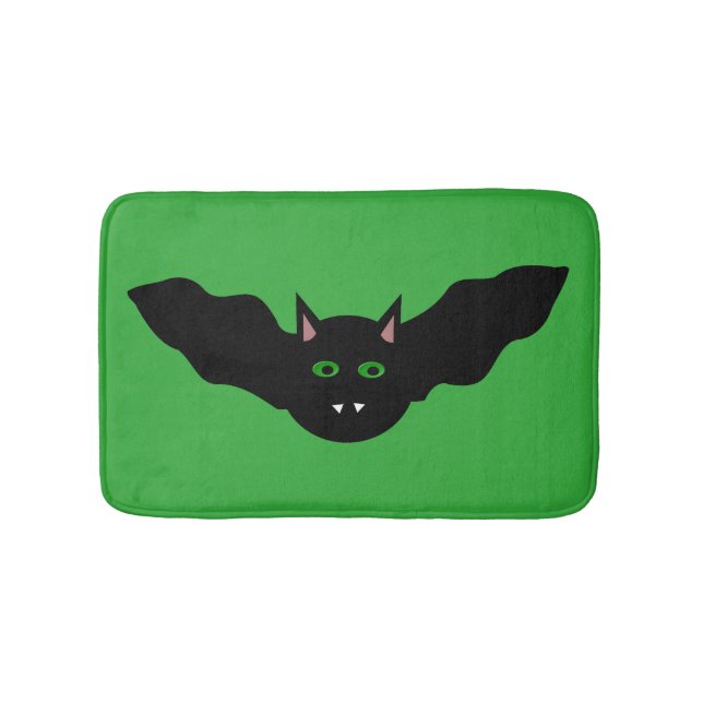 Tapete De Banheiro Gato Vampiro Diante do Bat Halloween Bath Mat (frente)