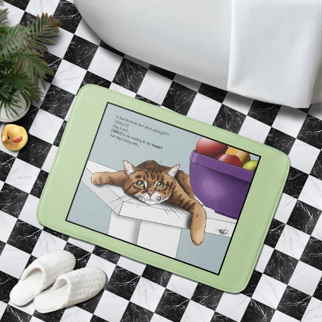 Tapete De Banheiro Gatos Atraentes Laranja Tabby Tratam de Comédia na (Criador carregado)