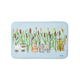 Tapete De Banheiro Gatos e Taboas