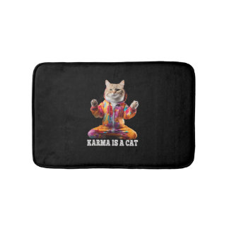 Tapete De Banheiro Gatos, Karma é um gato, Yoga é um gato esportivo