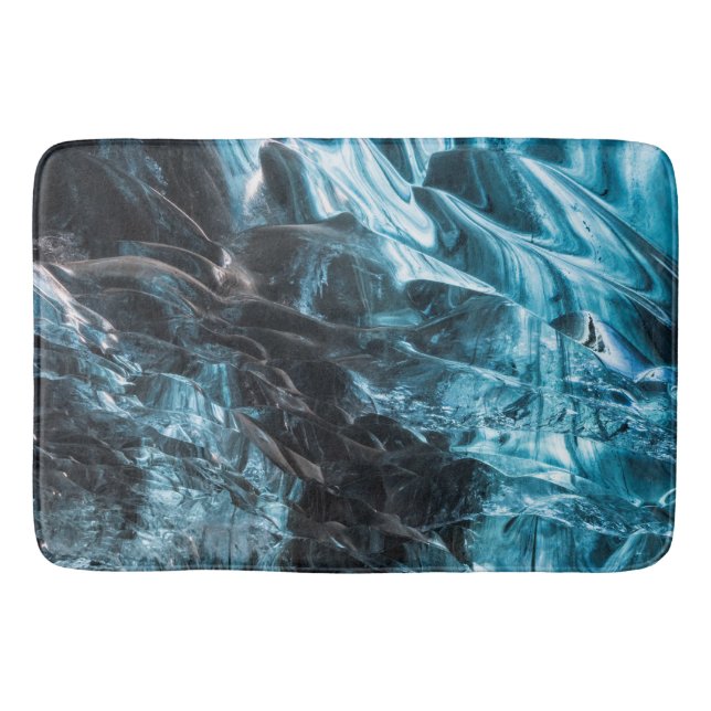 Tapete De Banheiro Gelo Azul Abstrato em Caverna de Gelo (Frente)
