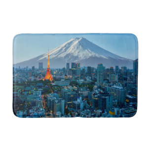 Tapete De Banheiro Gelo e neve Linha telefônica do Monte Fuji & Tok
