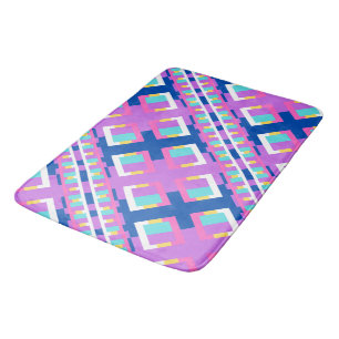 Tapete De Banheiro Geo Roxo Azul Rosa