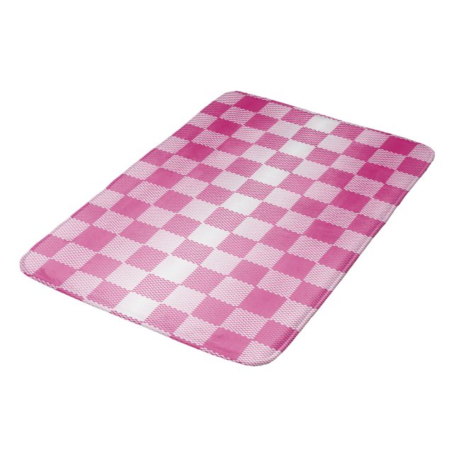 Tapete De Banheiro Geométrica rosa e branca verificada (Angulado)