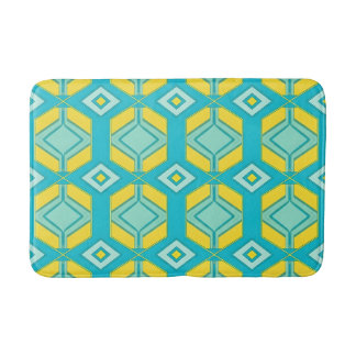 Tapete De Banheiro Geométrico Abstrato Moderno Hexágono Azul-Verde e 