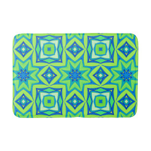 Tapete De Banheiro Geométrico abstrato Star - Verde limão e Azul