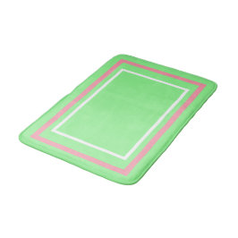 Tapete De Banheiro Geométrico Verde Branco Rosa