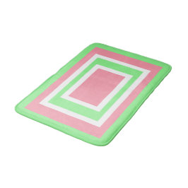 Tapete De Banheiro Geométrico Verde Branco Rosa