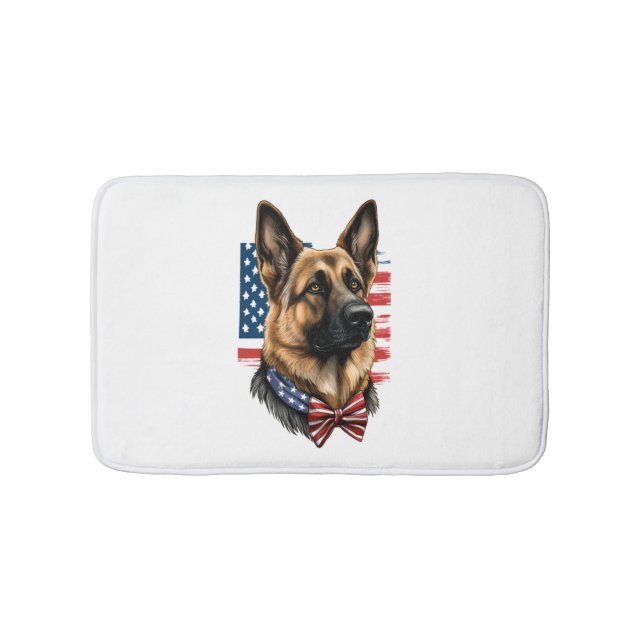 Tapete De Banheiro German shepherd com bandeira americana (frente)