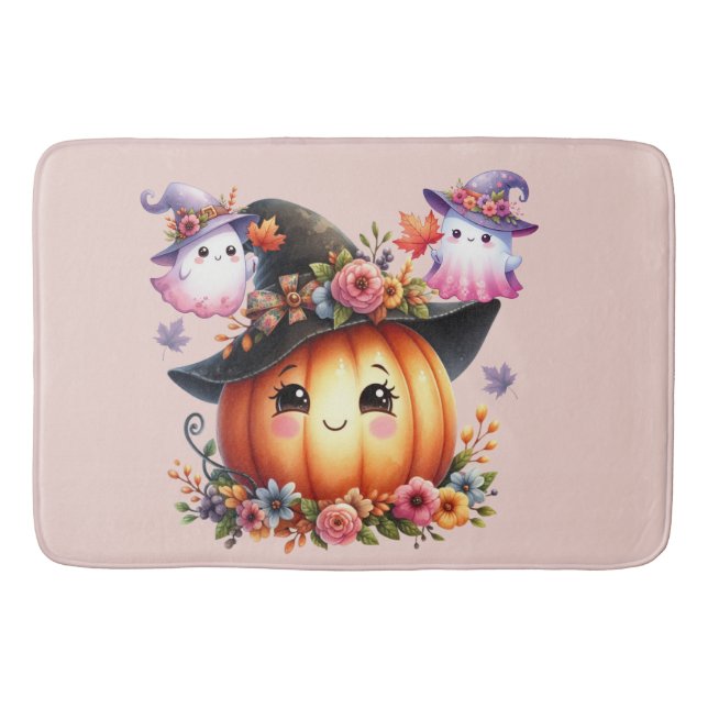 Tapete De Banheiro Ghosts and Pumpkin Halloween Design (Frente)