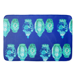 Tapete De Banheiro Ginger Jar branco Elegante branco azul monograma