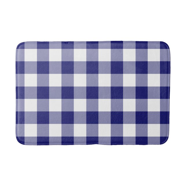 Tapete De Banheiro Gingham Azul Moderno (Frente)