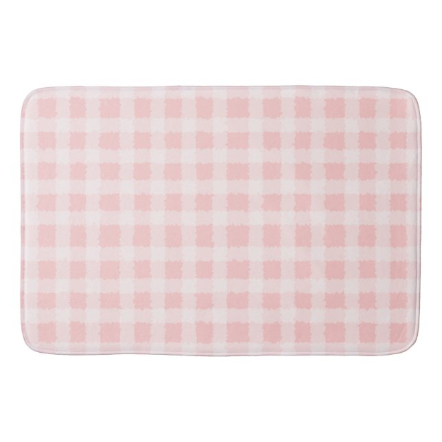 Tapete De Banheiro Gingham Bath Mat, rosa e branco (Frente)