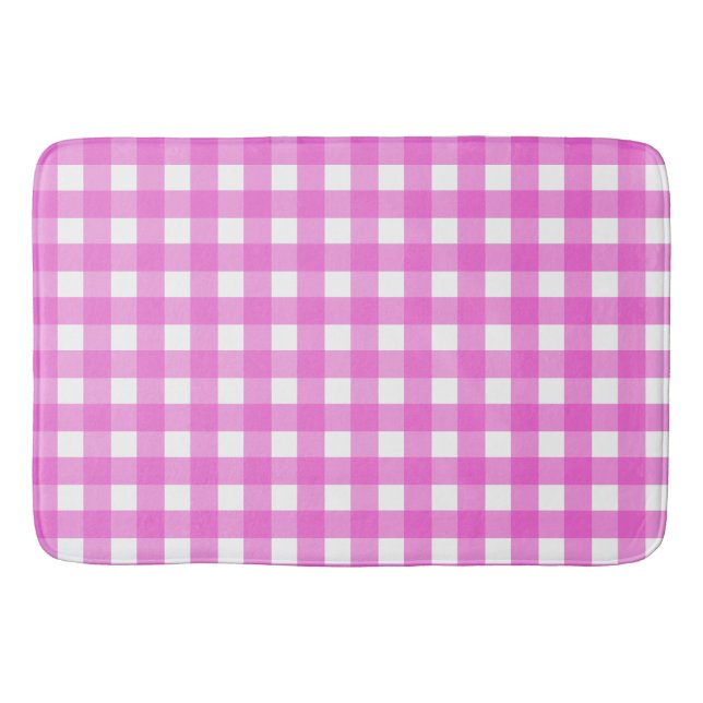 Tapete De Banheiro Gingham rosa (Frente)