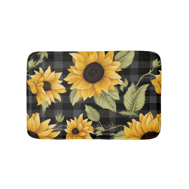Tapete De Banheiro Gingham Sunflower Pattern (frente)