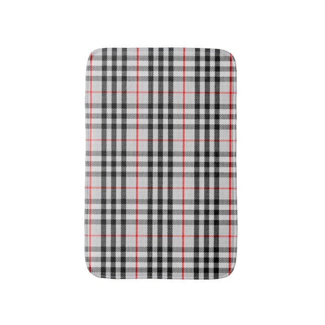 Tapete De Banheiro Gingham Vermelho Branco Negro | Tecido verificado  (Frente Vertical)