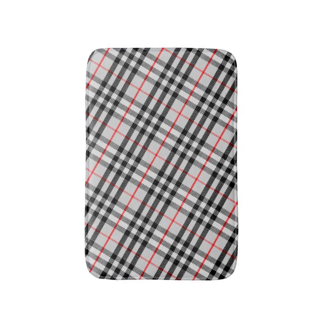 Tapete De Banheiro Gingham Vermelho Branco Negro | Tecido verificado  (Frente Vertical)