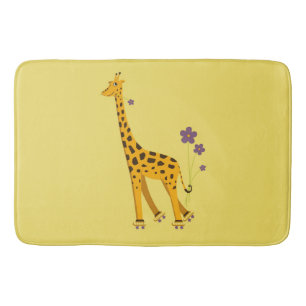 Tapete De Banheiro Girafa de patinação de engraçadinho amarelo