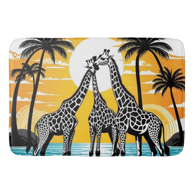 Tapete De Banheiro Girafas na praia (Frente)
