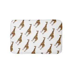Tapete De Banheiro Giraffe Brown e Silhueta Amarela