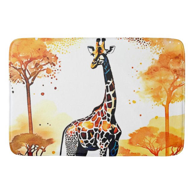Tapete De Banheiro Giraffe Savannah Art (Frente)