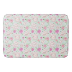 Tapete De Banheiro Girly Mint Dourado Floral Tea Party Standard
