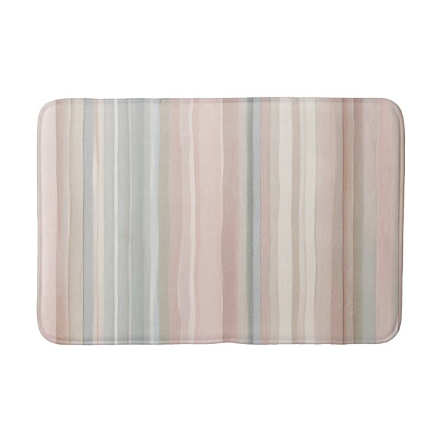 Tapete De Banheiro Girly Pink and Mint Modern Coastal Stripe (Frente)