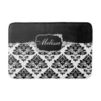 Tapete De Banheiro Glam Elegante Black White Damask Diamantes Bath Ma