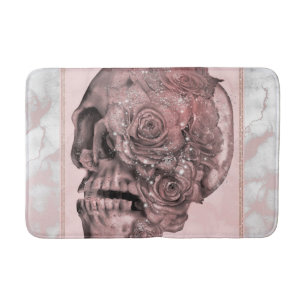 Tapete De Banheiro Glam Rosa Dourado Rosa Caveira Mármore