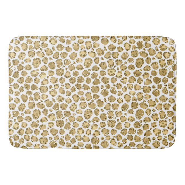 Tapete De Banheiro Glitzy Glam Dourada Glitter Leopardo (Frente)
