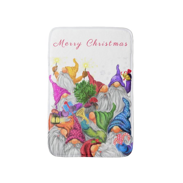 Tapete De Banheiro Gnomos de Natal Bath Mat Gift (Frente Vertical)