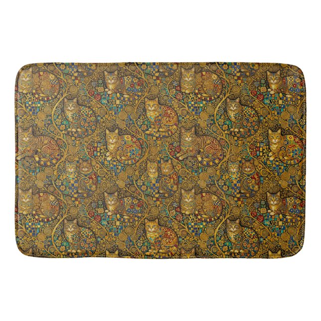 Tapete De Banheiro Gold Nouveau Style Cats (Frente)