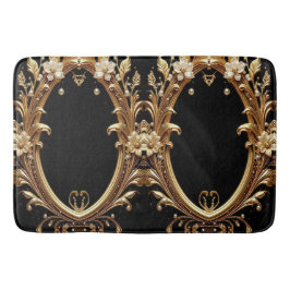 Tapete De Banheiro Golden Floral Ornate Bath Mat