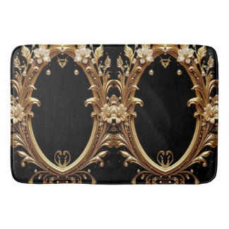 Tapete De Banheiro Golden Floral Ornate Bath Mat
