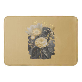 Tapete De Banheiro Golden Magical Floral Bouquet in Silver Frame