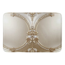 Golden Ornate Frame with Pearls Bath Mat