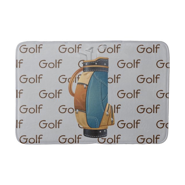 Tapete De Banheiro Golf Clubs Bag Tiled Text Design  (Frente)