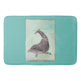 Tapete De Banheiro Golfinho Espalhando em torno de água verde Legal