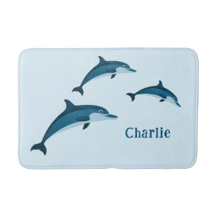Tapete De Banheiro Golfinhos - Bonitinho azul Bath Mat