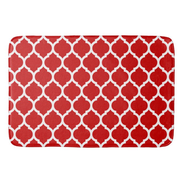 Tapete De Banheiro Gorgeous Red and White Quatrefoil Standard (Frente)