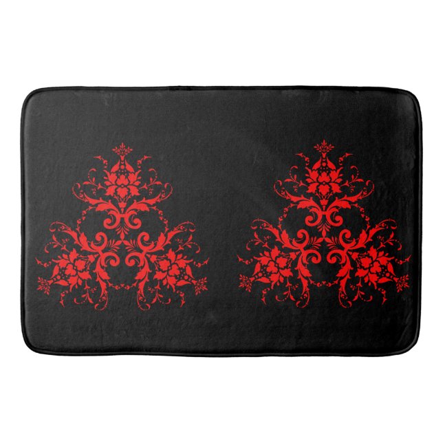 Tapete De Banheiro Gótico Vermelho Romântico Vintage Damask (Frente)
