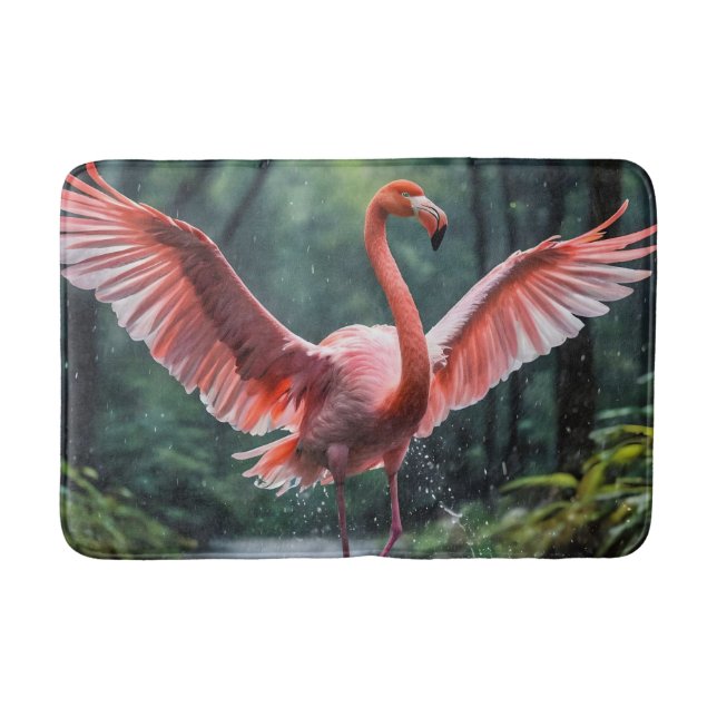 Tapete De Banheiro Grace em Voo: O Riverdance dos Flamingos Rosa (Frente)