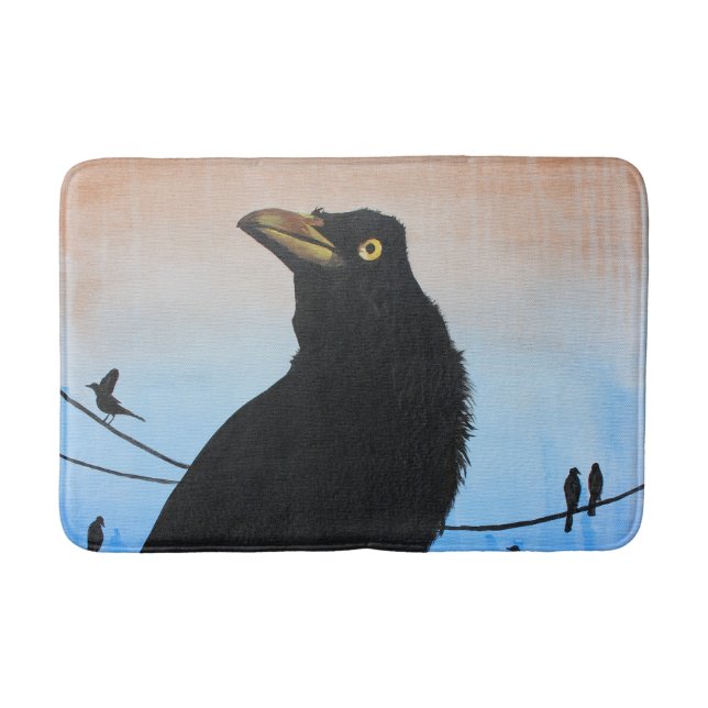 Tapete De Banheiro Grackle Austin Texas Bird Nature Willife Painting (Frente)