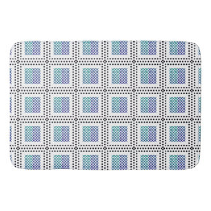 Tapete De Banheiro Grade Pontilhada: Azul Repetitivo Preto